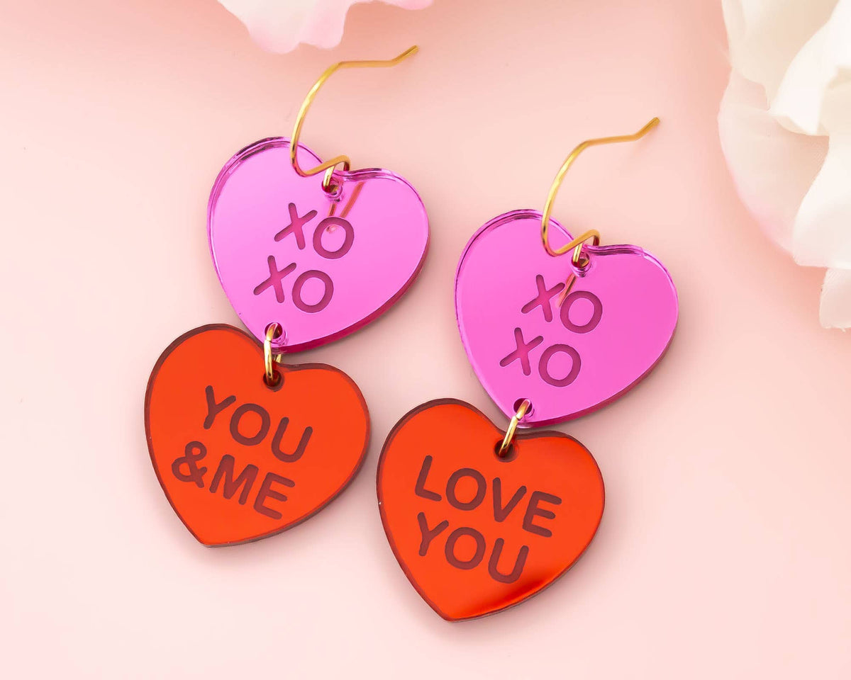 HEART Earrings Studs SUBLIMATION Blanks Valentines Day Conversation Hearts