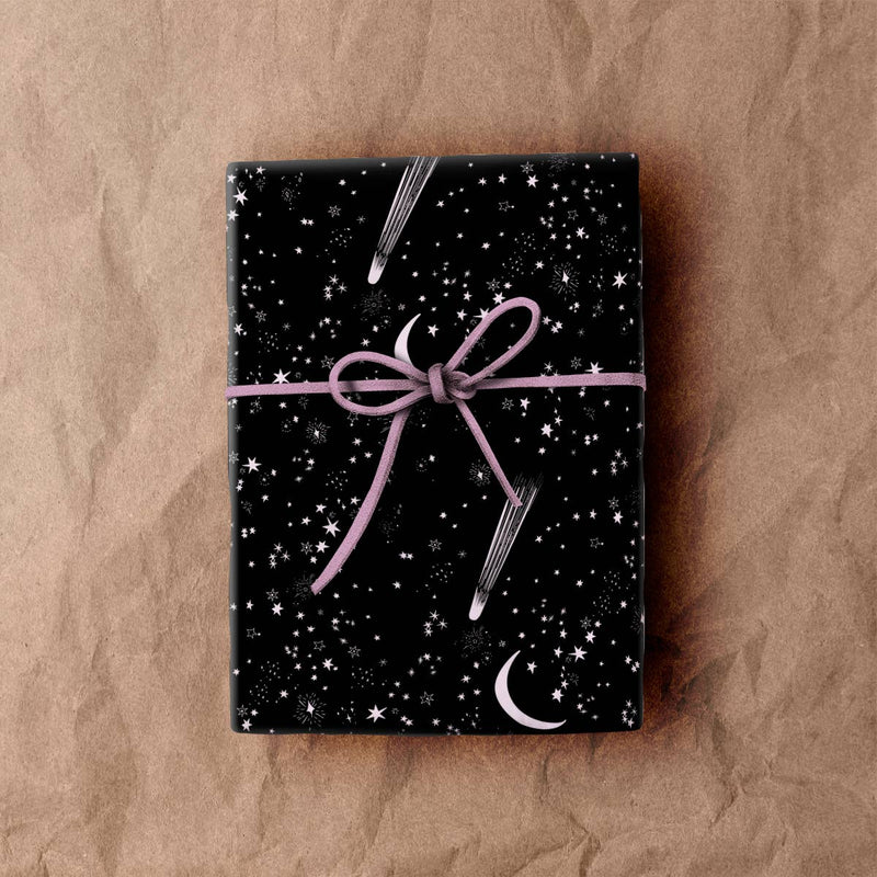 Pink Night Sky Wrapping Paper Sheet