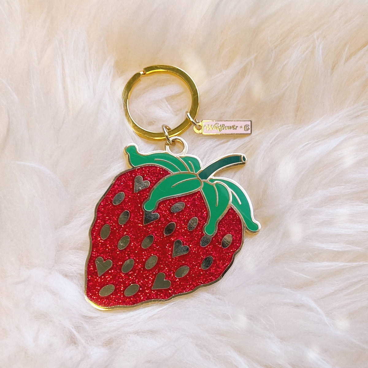 Strawberry Keychain - Matte or Glitter