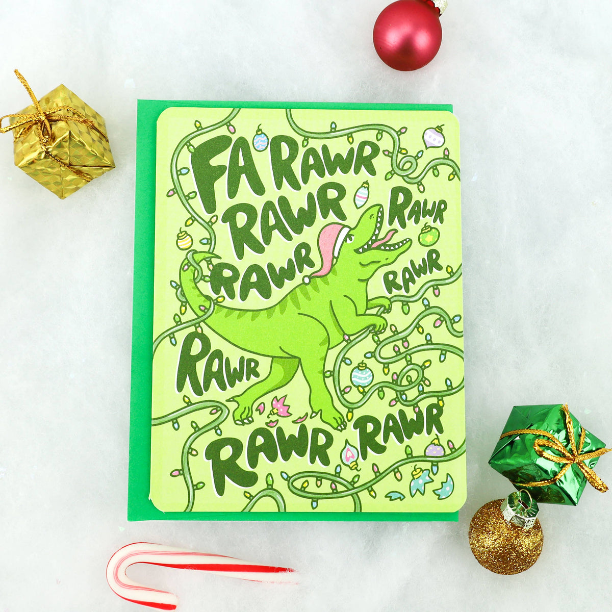 Fa Rawr Dinosaur Christmas Holiday Card