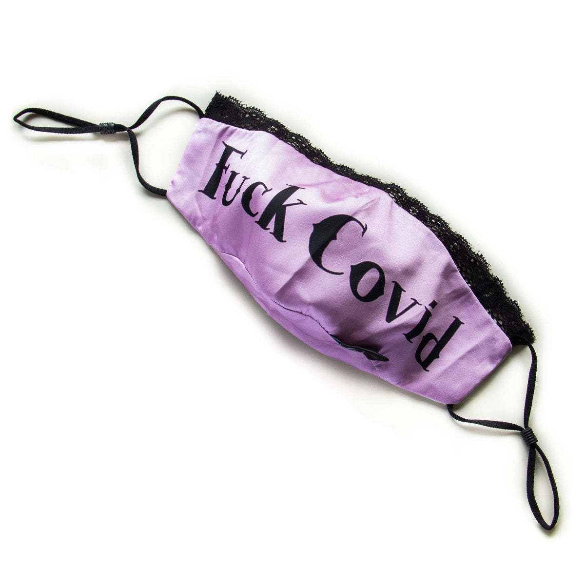 "Fuck Covid" Women's Purple Silk Face Mask with Lace Trim