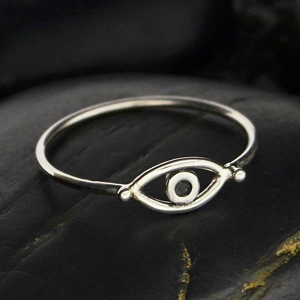 Sterling Silver Evil Eye Ring - All Seeing Eye Ring SZ 6