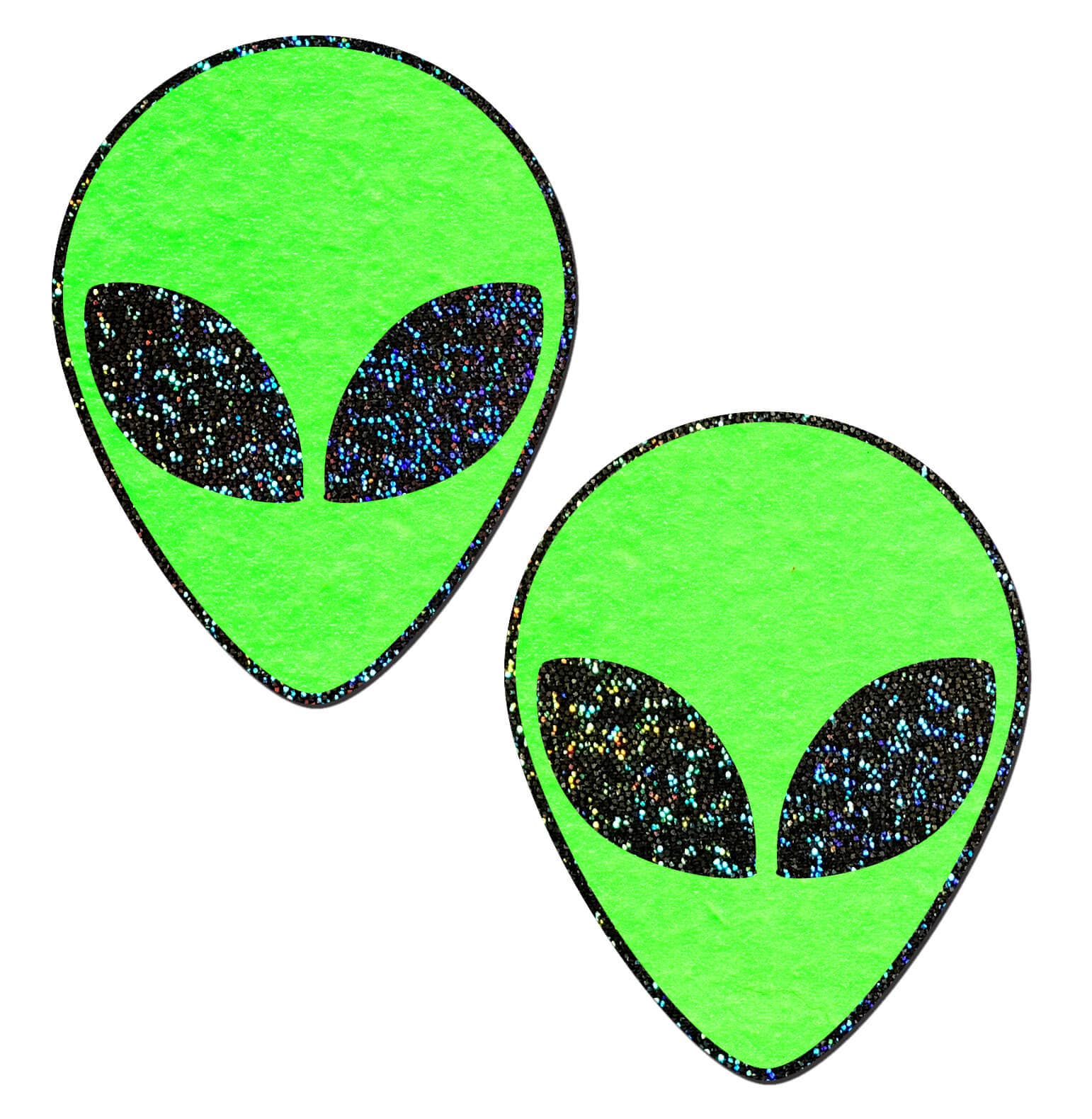 Neon Green and Black Glow in the Dark Alien Nipple Pasties