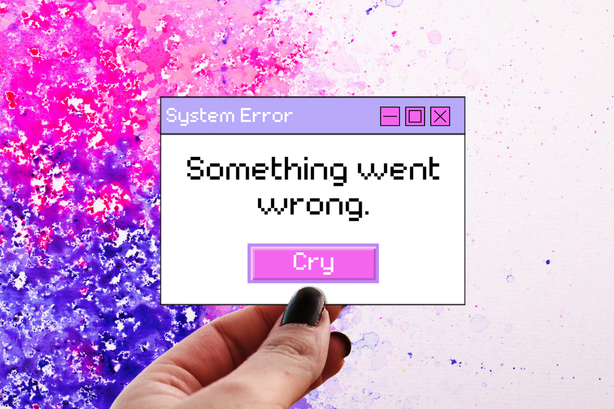 Y2k Pastel Error Sticker - Something Went Wrong Cry