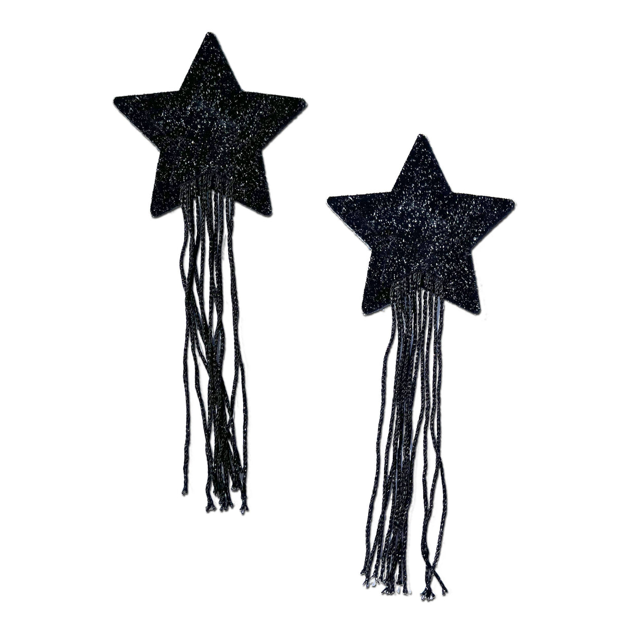 Tassel Pasties: Black Sparkle Star Pastease with Long Fringe
