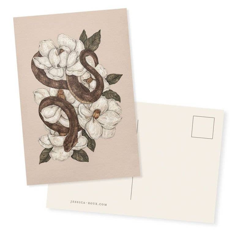4” x 6” Snake and Magnolias Postcard