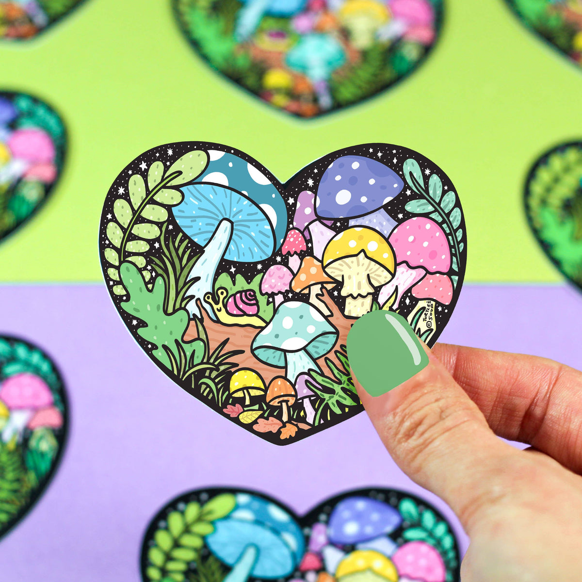 Forest Mushroom Plant Heart Christmas Gift Vinyl Sticker