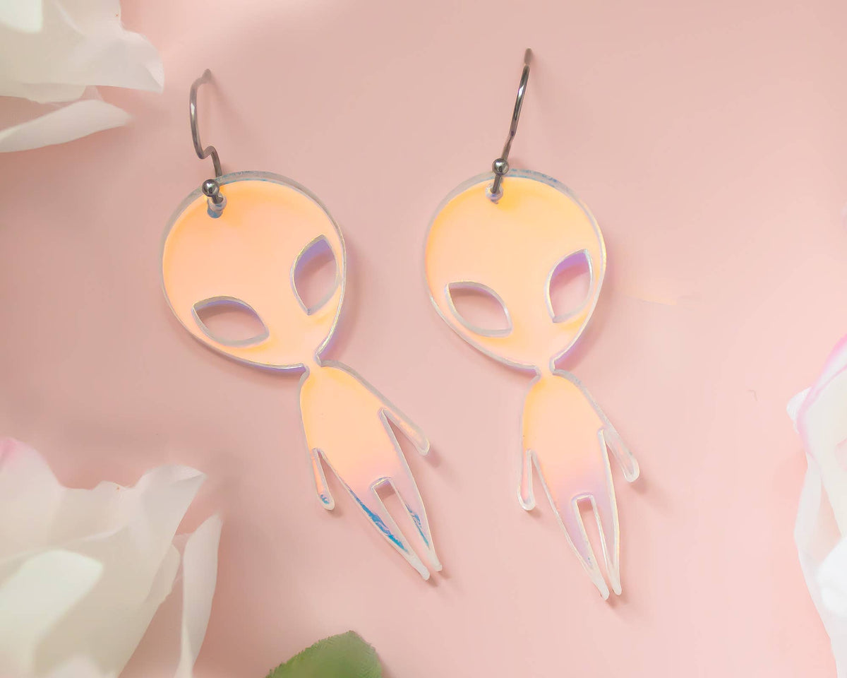 Alien Holographic Acrylic Halloween Earrings