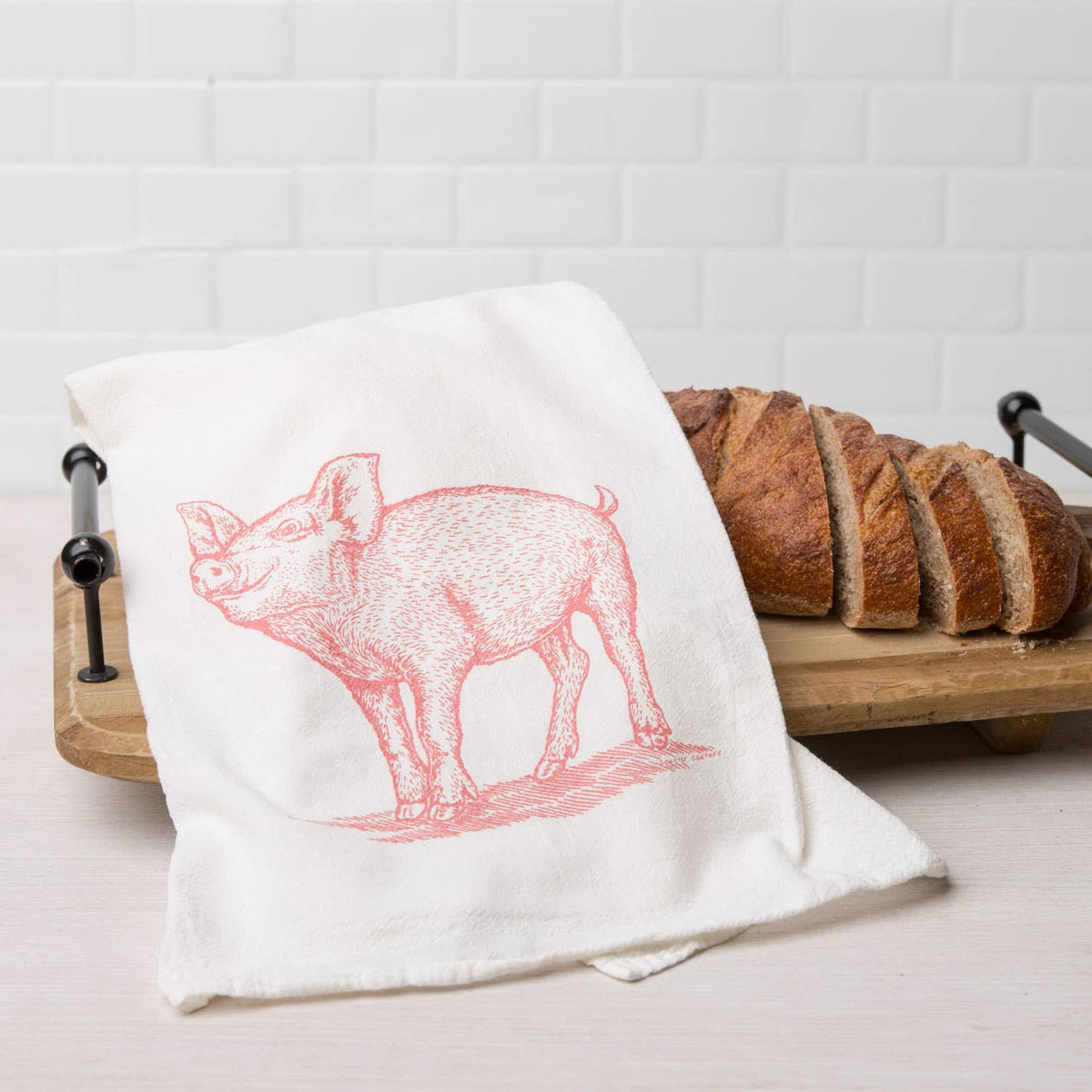 Prize Pig Flour Sack Tea Towel