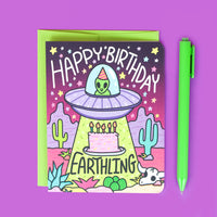 Happy Birthday Earthling Alien Birthday Card
