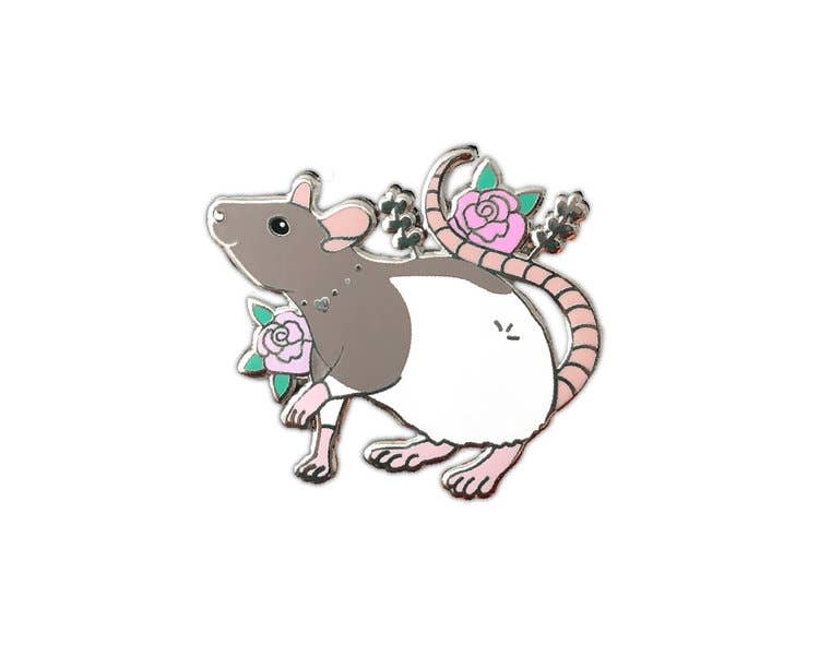 Grey Hooded Rat Enamel Pin