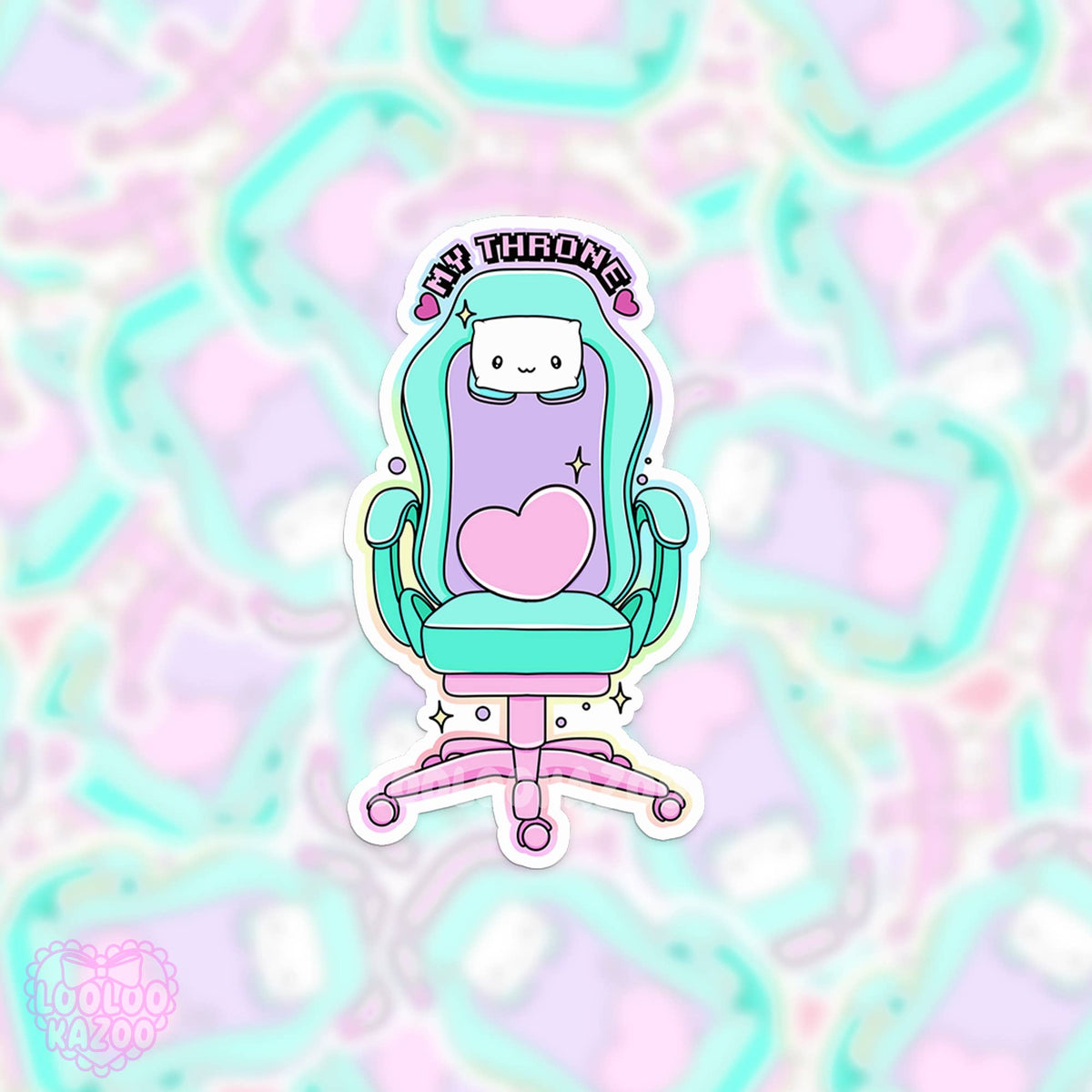 Funny Gamer Girl, My Throne Gaming Chair Matte Vinyl Sticker