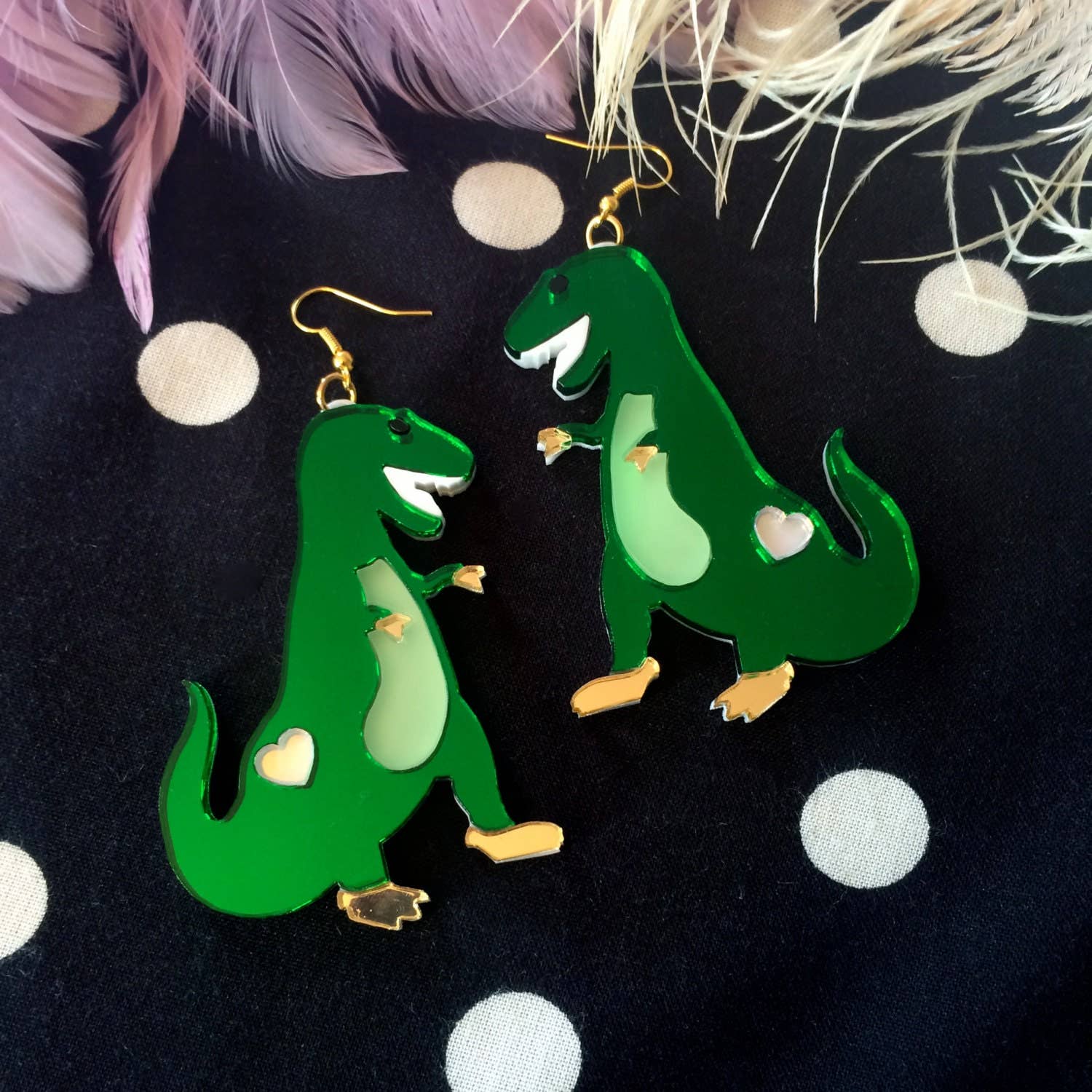 T-Rex, Tyrannosaurus Rex Dinosaur Earrings, Laser Cut Acrylic, Plastic Jewelry