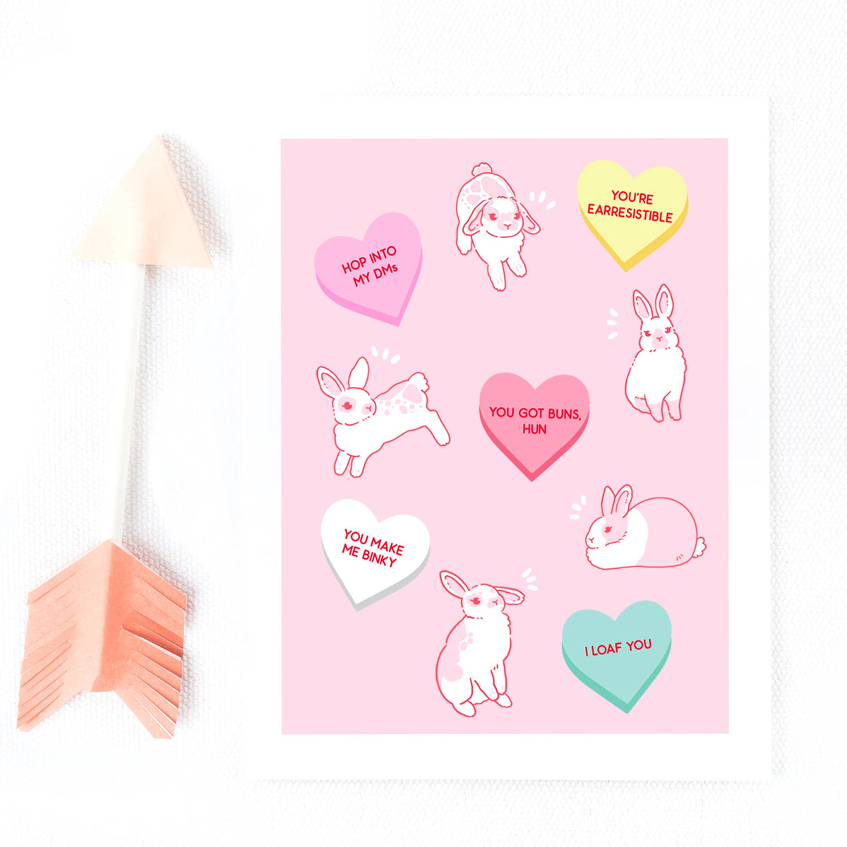 Bunny Candy Hearts Valentine's Day Card, Valentines Day