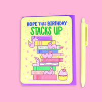 Stacks Up Book Birthday Greeting Card