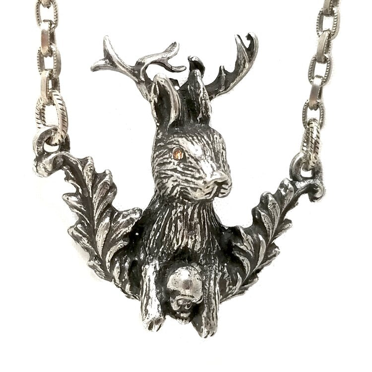 Jackalope with Gardener's Skull Necklace