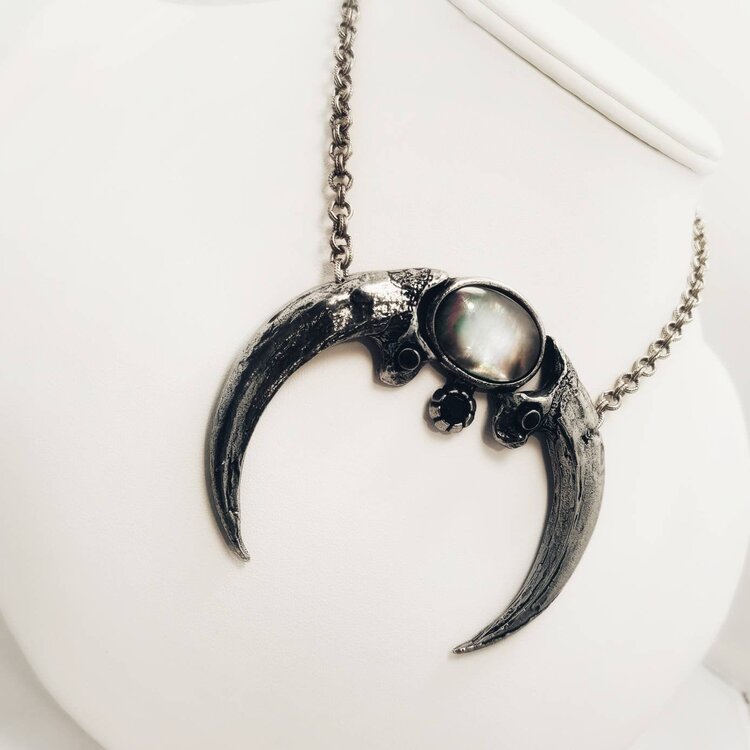 Harpy Eagle Claw Crescent Moon Necklace