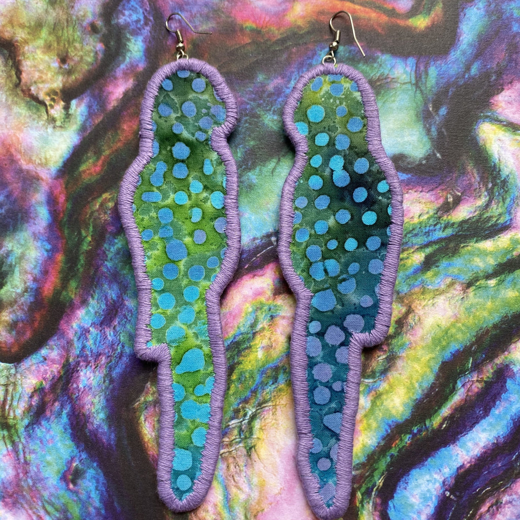 Yellow parakeet Embroidered Earrings