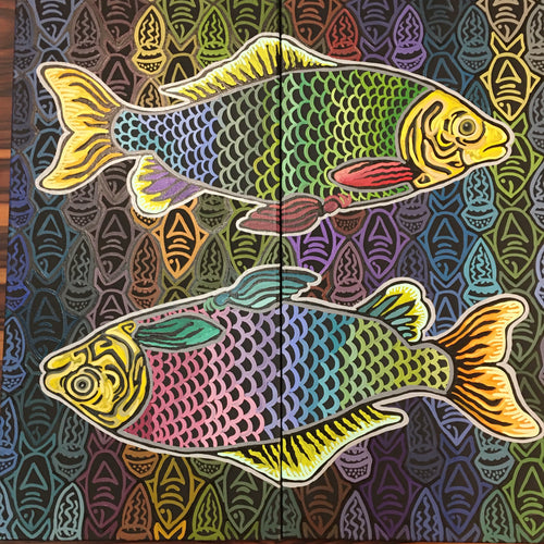 Fish Twins on Canvas by Heather Mattingly